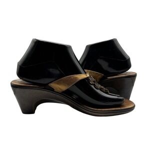 A. Giannetti Women 9 Floral Bronze‎ Embellished Thong Baby Heel Sandals Retro